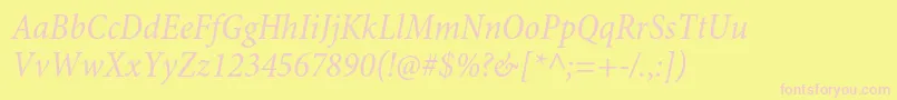 Fonte MinionproCnit – fontes rosa em um fundo amarelo