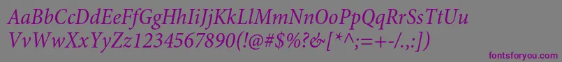 MinionproCnit-fontti – violetit fontit harmaalla taustalla