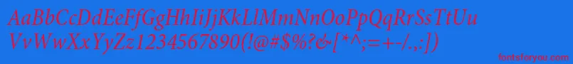 MinionproCnit-fontti – punaiset fontit sinisellä taustalla
