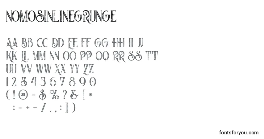 Czcionka Nomosinlinegrunge – alfabet, cyfry, specjalne znaki