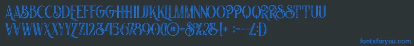 Nomosinlinegrunge Font – Blue Fonts on Black Background