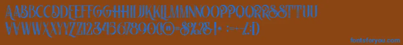 Nomosinlinegrunge Font – Blue Fonts on Brown Background