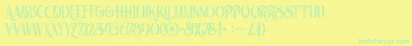 Nomosinlinegrunge Font – Green Fonts on Yellow Background