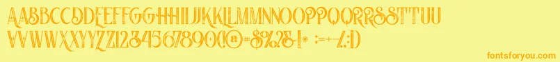 Nomosinlinegrunge Font – Orange Fonts on Yellow Background