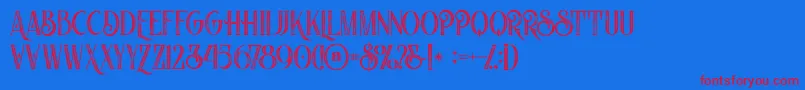 Nomosinlinegrunge Font – Red Fonts on Blue Background