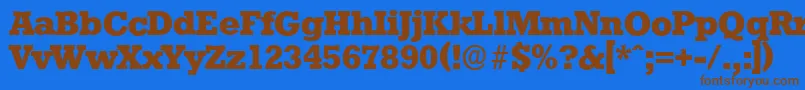 フォントStaffordserialXboldRegular – 茶色の文字が青い背景にあります。