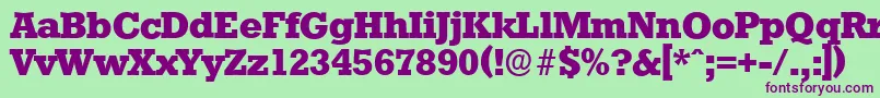フォントStaffordserialXboldRegular – 緑の背景に紫のフォント