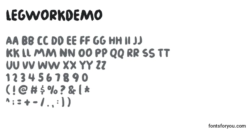 Schriftart Legworkdemo – Alphabet, Zahlen, spezielle Symbole