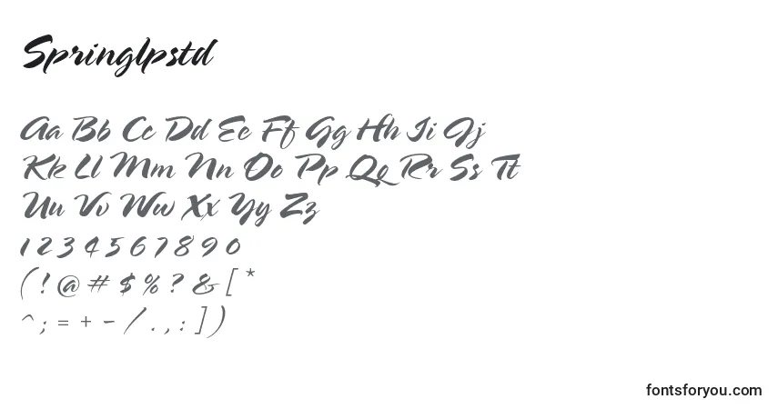 Czcionka Springlpstd – alfabet, cyfry, specjalne znaki