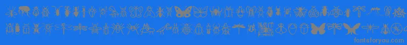InsectIcons-Schriftart – Graue Schriften auf blauem Hintergrund
