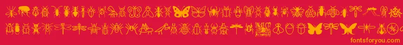 InsectIcons-Schriftart – Orangefarbene Schriften auf rotem Hintergrund