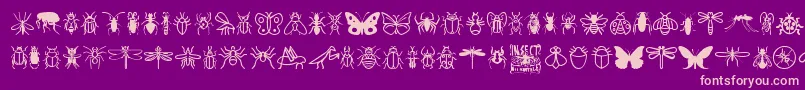 Fonte InsectIcons – fontes rosa em um fundo violeta