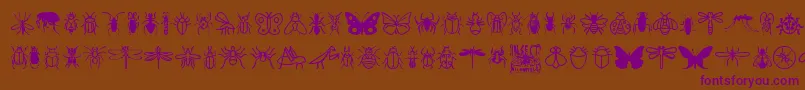 InsectIcons-Schriftart – Violette Schriften auf braunem Hintergrund