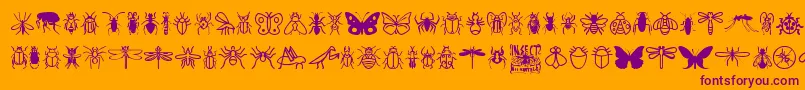 Police InsectIcons – polices violettes sur fond orange