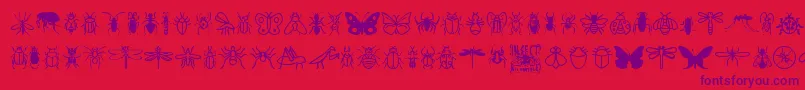 InsectIcons-Schriftart – Violette Schriften auf rotem Hintergrund