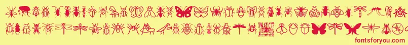 InsectIcons Font – Red Fonts on Yellow Background