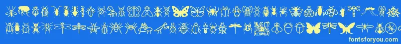 InsectIcons-Schriftart – Gelbe Schriften auf blauem Hintergrund