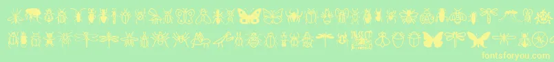 InsectIcons-Schriftart – Gelbe Schriften auf grünem Hintergrund