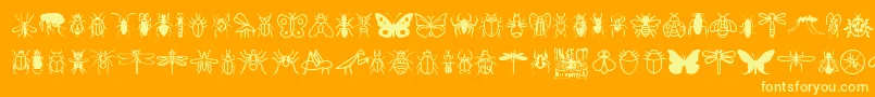 Fonte InsectIcons – fontes amarelas em um fundo laranja