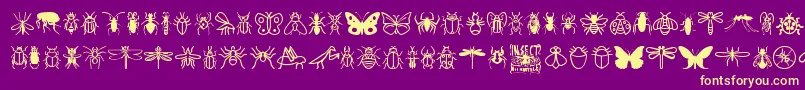 InsectIcons-Schriftart – Gelbe Schriften auf violettem Hintergrund