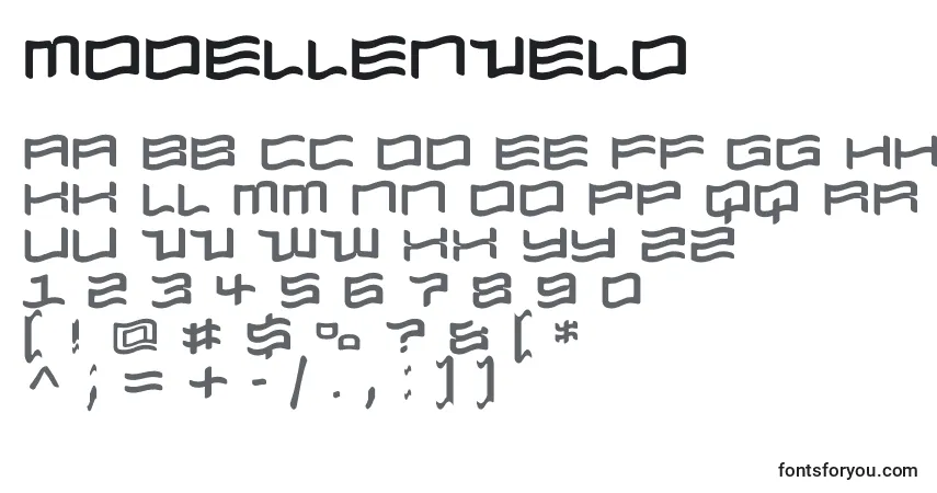 Шрифт Modellenvelo – алфавит, цифры, специальные символы