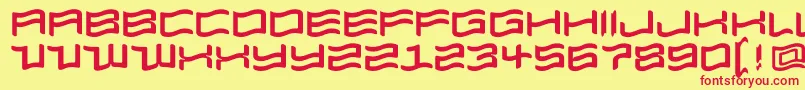 Modellenvelo-Schriftart – Rote Schriften auf gelbem Hintergrund
