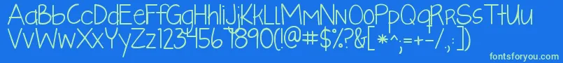 Kglikeaskyscraper Font – Green Fonts on Blue Background