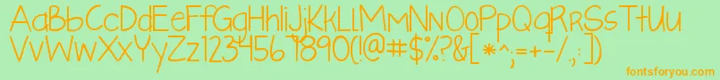 Kglikeaskyscraper Font – Orange Fonts on Green Background