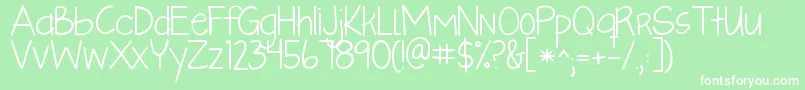 Kglikeaskyscraper Font – White Fonts on Green Background