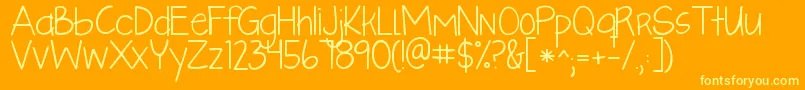 Kglikeaskyscraper Font – Yellow Fonts on Orange Background