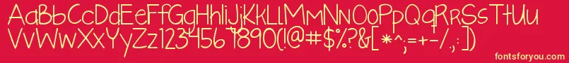 Kglikeaskyscraper Font – Yellow Fonts on Red Background