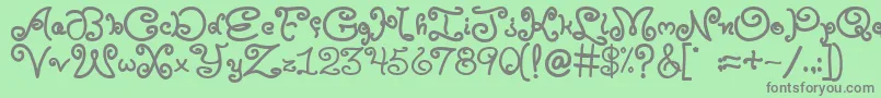 フォントMoxyroxie – 緑の背景に灰色の文字