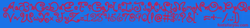 Moxyroxie Font – Red Fonts on Blue Background