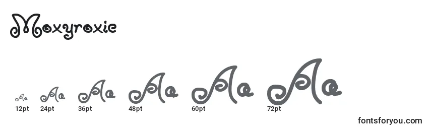 Größen der Schriftart Moxyroxie