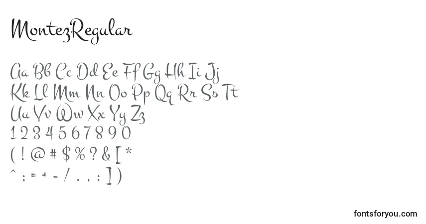 Czcionka MontezRegular – alfabet, cyfry, specjalne znaki