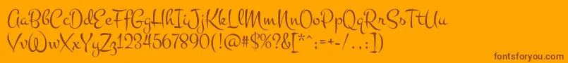 MontezRegular-Schriftart – Braune Schriften auf orangefarbenem Hintergrund