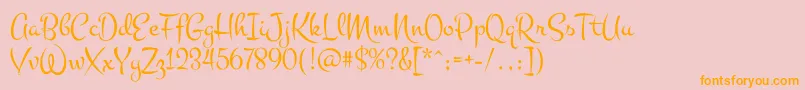 MontezRegular-Schriftart – Orangefarbene Schriften auf rosa Hintergrund