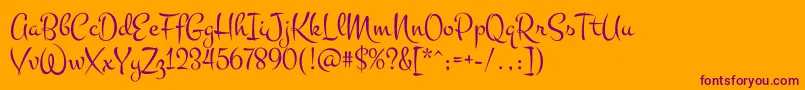 MontezRegular-fontti – violetit fontit oranssilla taustalla