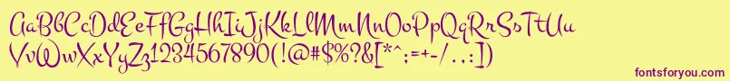 MontezRegular Font – Purple Fonts on Yellow Background