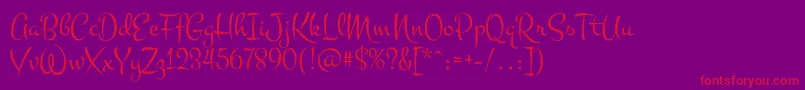 MontezRegular-Schriftart – Rote Schriften auf violettem Hintergrund