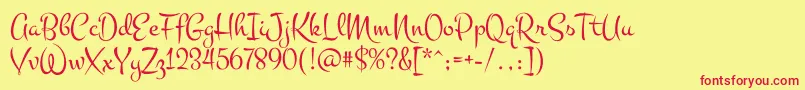 MontezRegular Font – Red Fonts on Yellow Background