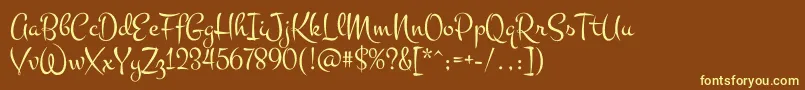 MontezRegular-fontti – keltaiset fontit ruskealla taustalla