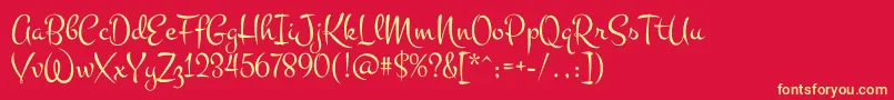 MontezRegular Font – Yellow Fonts on Red Background