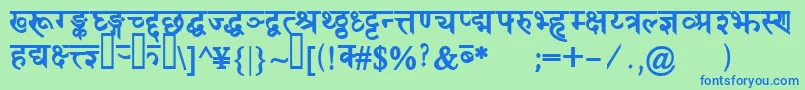 DevanagaridelhisskBold Font – Blue Fonts on Green Background