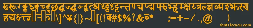 フォントDevanagaridelhisskBold – 黒い背景にオレンジの文字