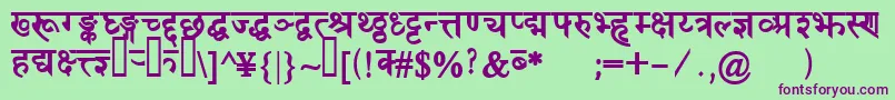 DevanagaridelhisskBold Font – Purple Fonts on Green Background