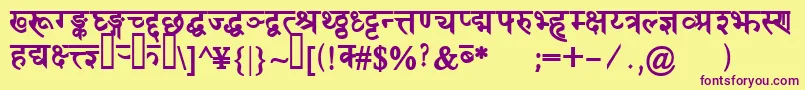 DevanagaridelhisskBold Font – Purple Fonts on Yellow Background