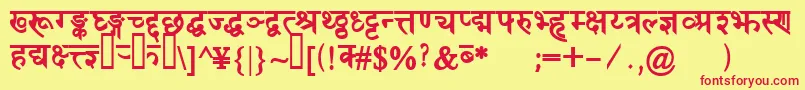DevanagaridelhisskBold Font – Red Fonts on Yellow Background