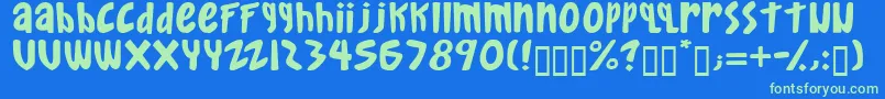 Gkreib Font – Green Fonts on Blue Background