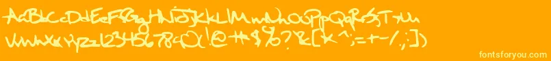 SixthKristenSquirt-Schriftart – Gelbe Schriften auf orangefarbenem Hintergrund